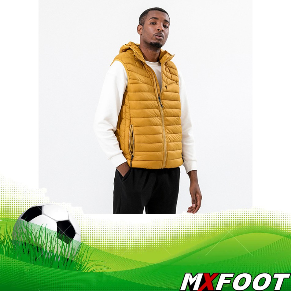 Floquer Nouveau Doudoune A Capuche Sans Manche Thermique Jaune 2022 Pas Cher Promotion